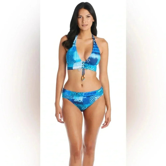 BLEU ROD BEATTIE Lace Up Halter Bra, Too Hot To Handle and Bikini Bottom Size 14 - Picture 3 of 9